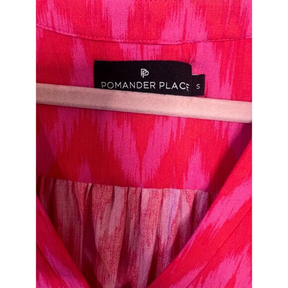 Pomander Place Size SM Red Pink Chevron Dress Tiered Preppy Cute - Picture 5 of 6